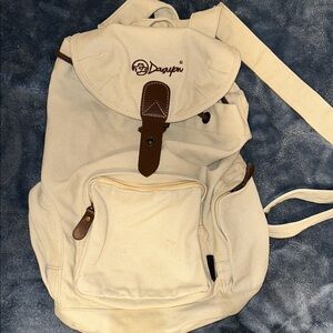 Cream and Brown Men's Backpack